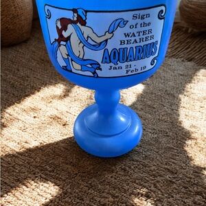 Blue Aquarius Zodiac Chalice 1970s vintage